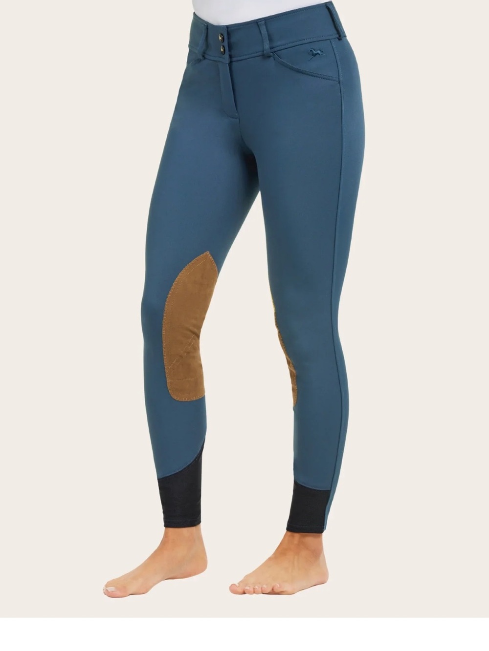 RJ Classics Gulf Women’s Breeches Sz 26L Blue Front Zip Knee Patch mesh calf